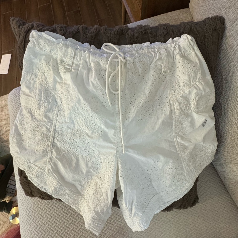 Free People Movement White Eyelet Drawstring Shorts - New With Tags